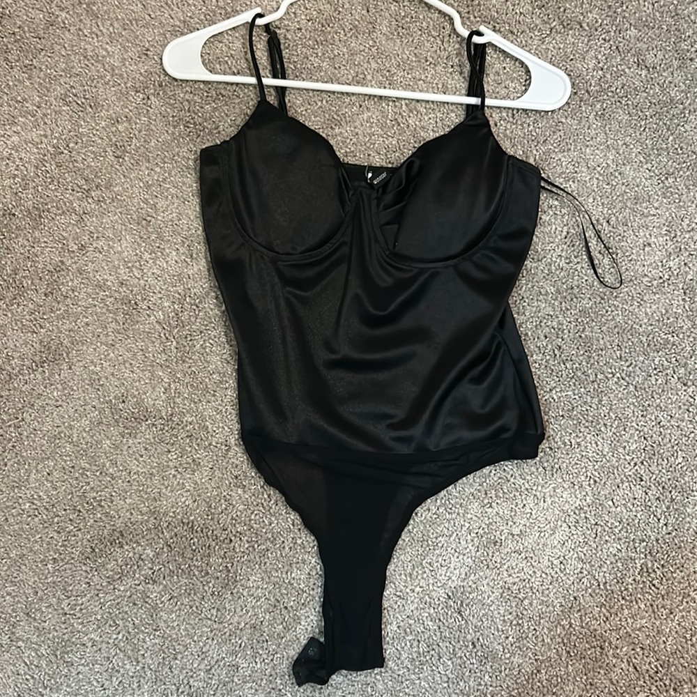 Black cupped bra bodysuit